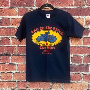 Run to The Hills Shirt Adult Men Small S Navy Blue Memorial Rally 2008 Two Hills